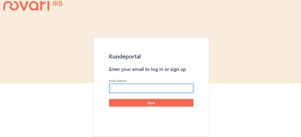 skjermbilde av login på kundeportalen til novari iks